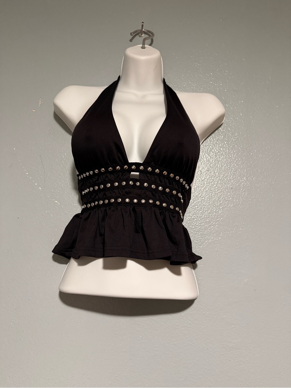 Women’s Black Halter Top with Studded Waist size XS (no brand)